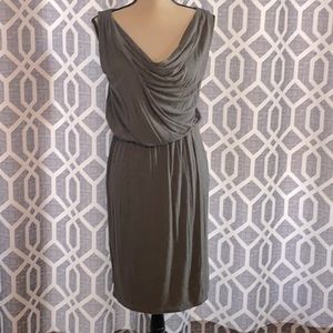 EUC LOFT Gray Sleeveless Faux Wrap Dress. Medium